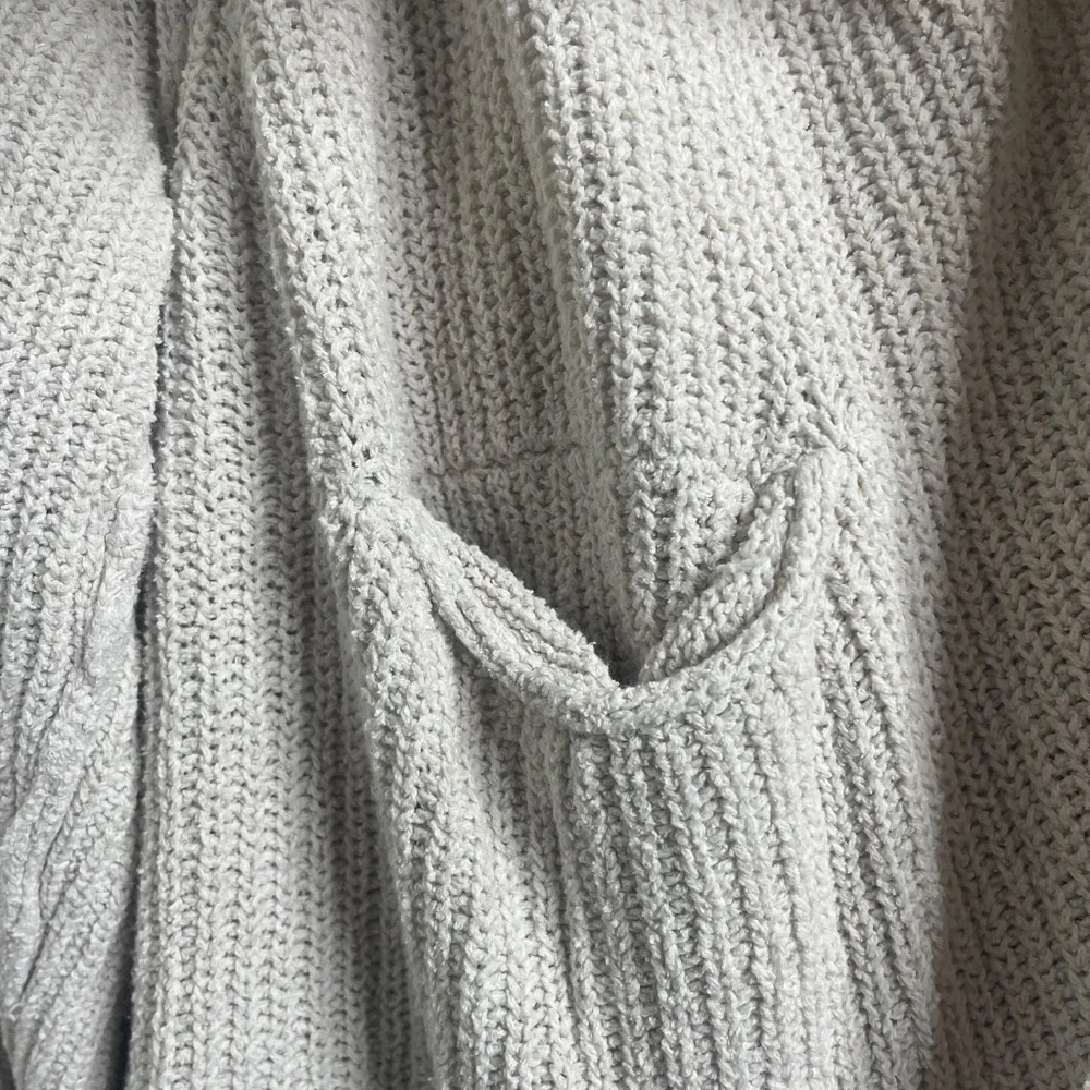 Free People Hooded Knit Cardigan Cream Open Front Draped Sweater Size M/L - Picture 10 of 10
